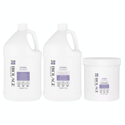BIOLAGE Hydrasource Shampoo/Detangler Gallon/Conditioning Balm 37oz Jumbo Deal