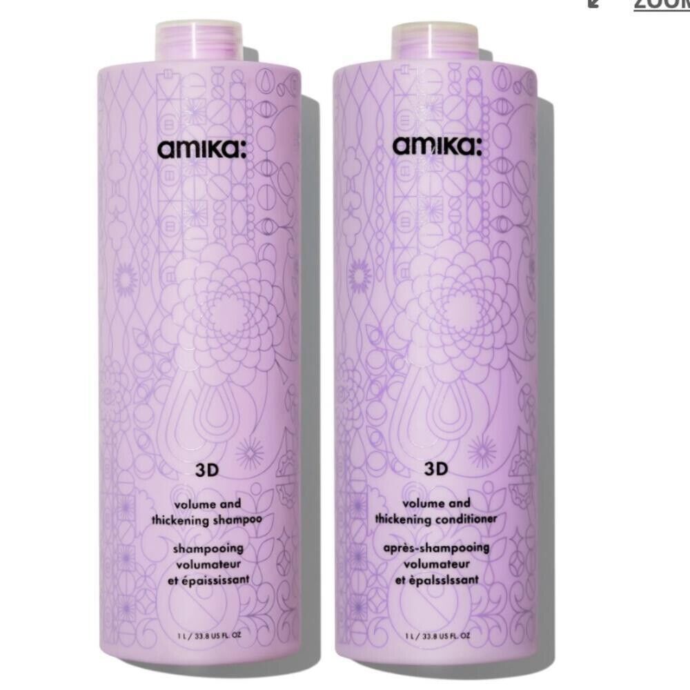 Amika 3D Volume and Thickening Shampoo and Conditioner Liter Duo