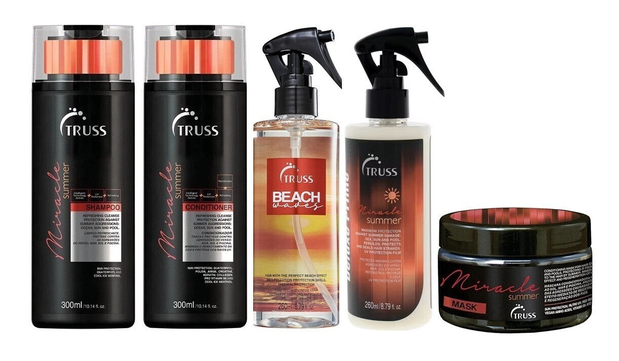 TRUSS Miracle Summer Shampoo &Conditioner with Deluxe Prime & Mask & Beach Waves