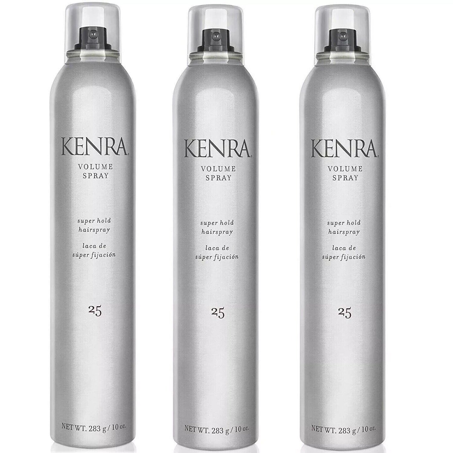 KENRA #25 VOLUME SPRAY 10 Oz SUPER HOLD FINISHING HAIRSPRAY Pack of 3 Cans