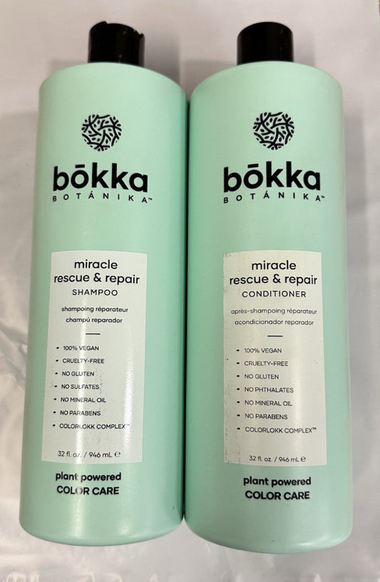 bokka Botanika Miracle Rescue & Repair Shampoo & Conditioner 32 fl.oz Duo