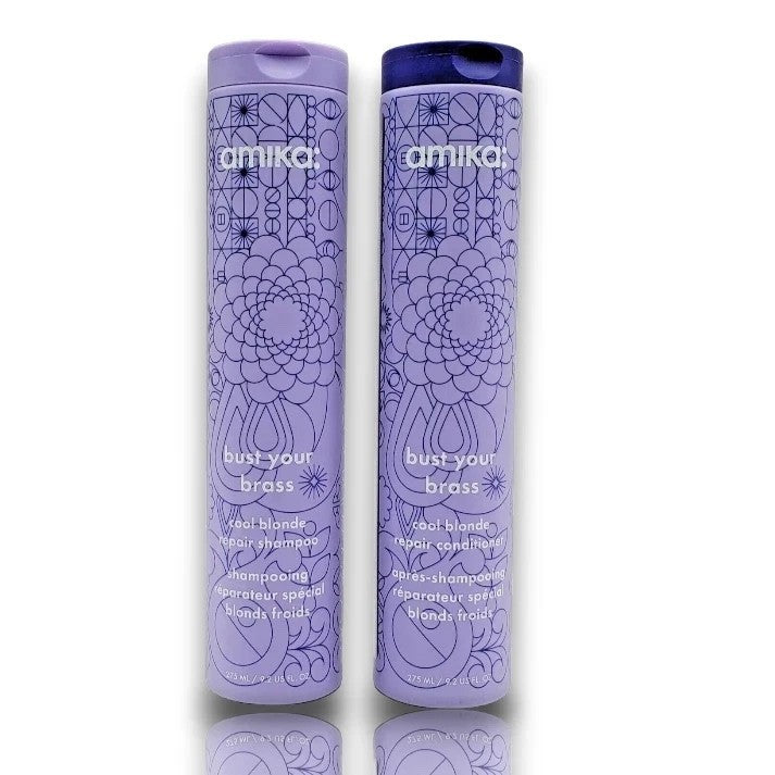 Amika Bust Your Brass Cool Blonde Repair Shampoo & Conditioner 9.2 oz Duo