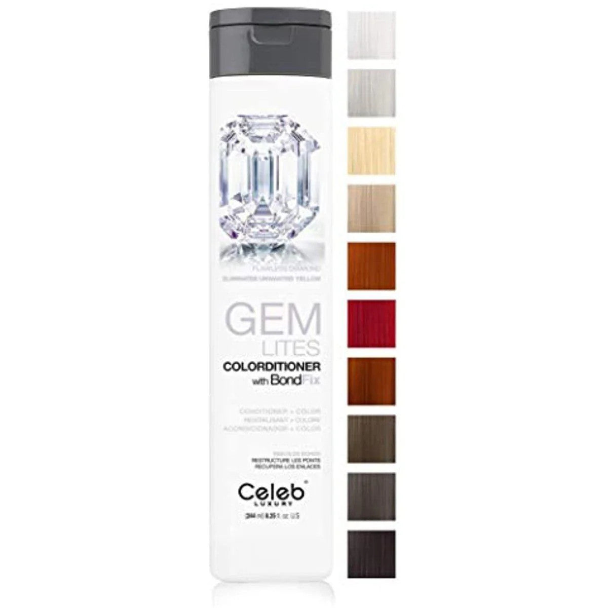 Celeb Luxury GEM LITES Color Conditioner with BondFix, Flawless Diamond, 8.25