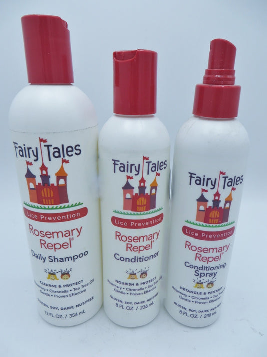 FAIRY TALES ROSEMARY REPEL SHAMPOO 12 oz & CONDITRIONER 8 oz & CONDIT SPRAY 8 oz