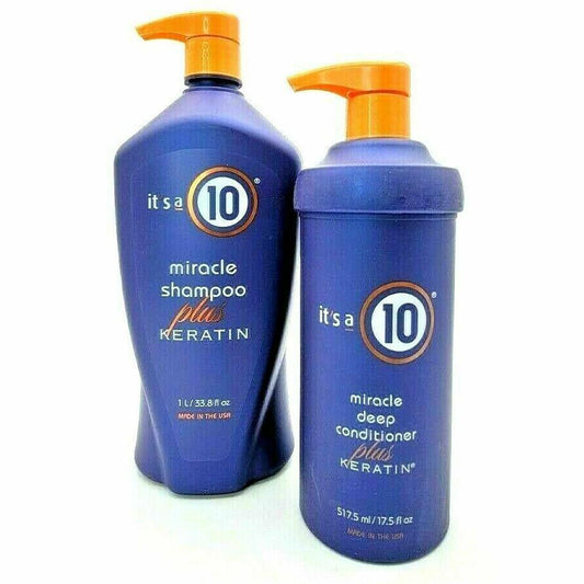 It's A 10- Miracle Shampoo Plus Keratin Liter & Deep Conditioner 17.5 Oz Duo