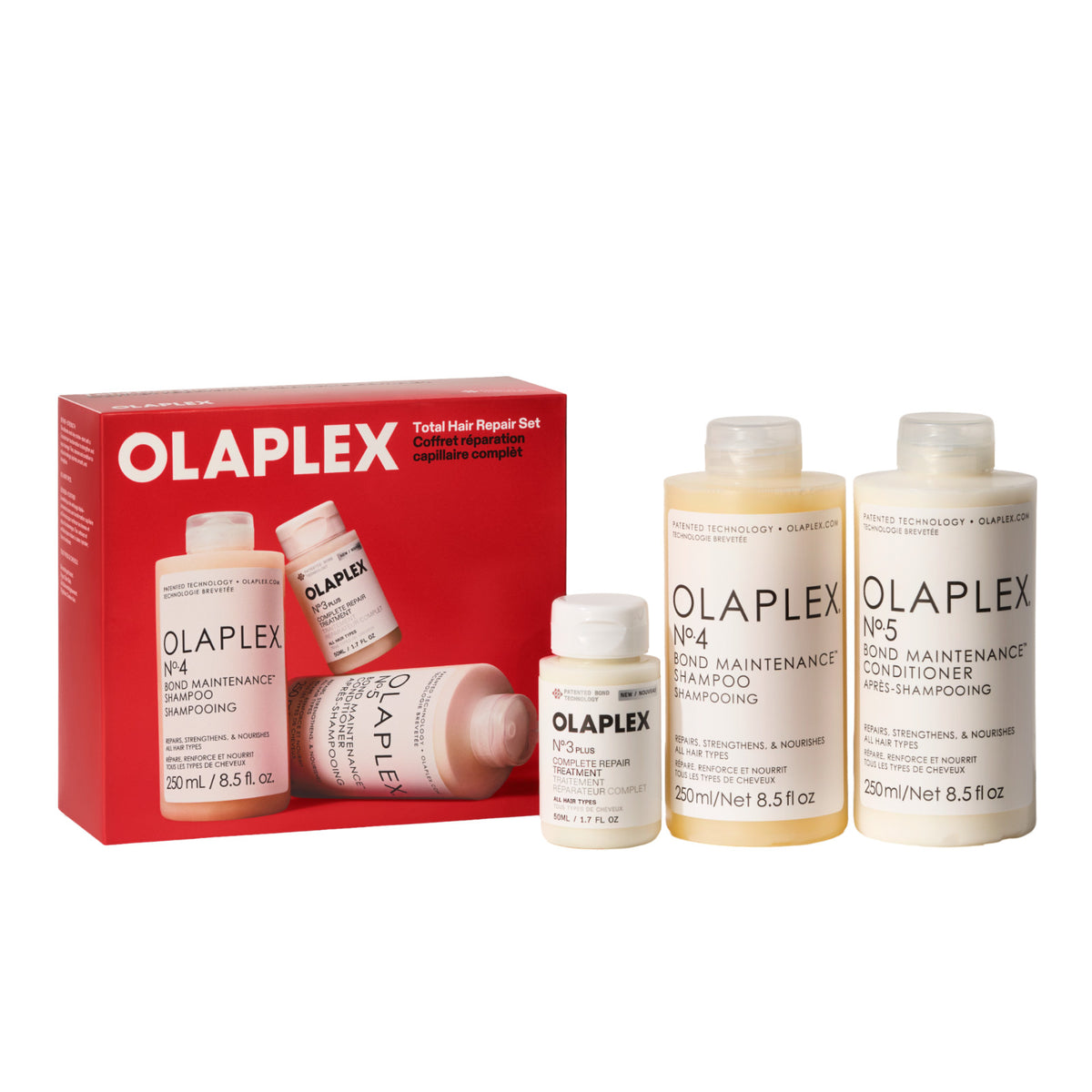 Olaplex NO 3 NO 4 NO 5 SET -  TRI Box Set  8.5oz Shampoo & Cond Duo and 1.7oz #3