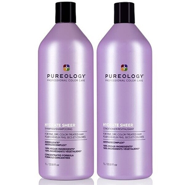 Pureology Hydrate SHEER Shampoo & Conditioner * Liter Set 33.8oz each New Bottle
