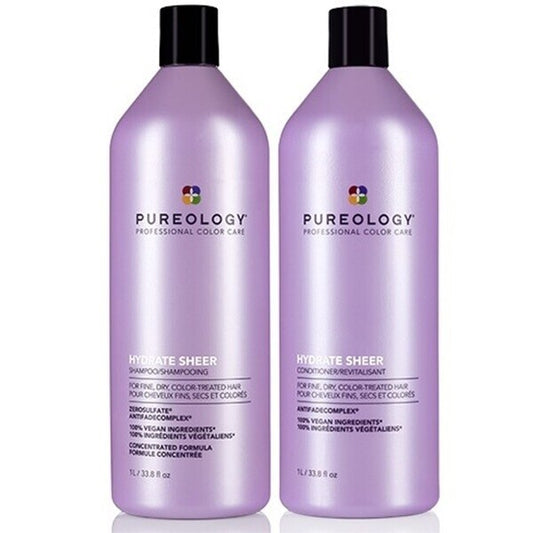 Pureology Hydrate SHEER Shampoo & Conditioner * Liter Set 33.8oz each New Bottle