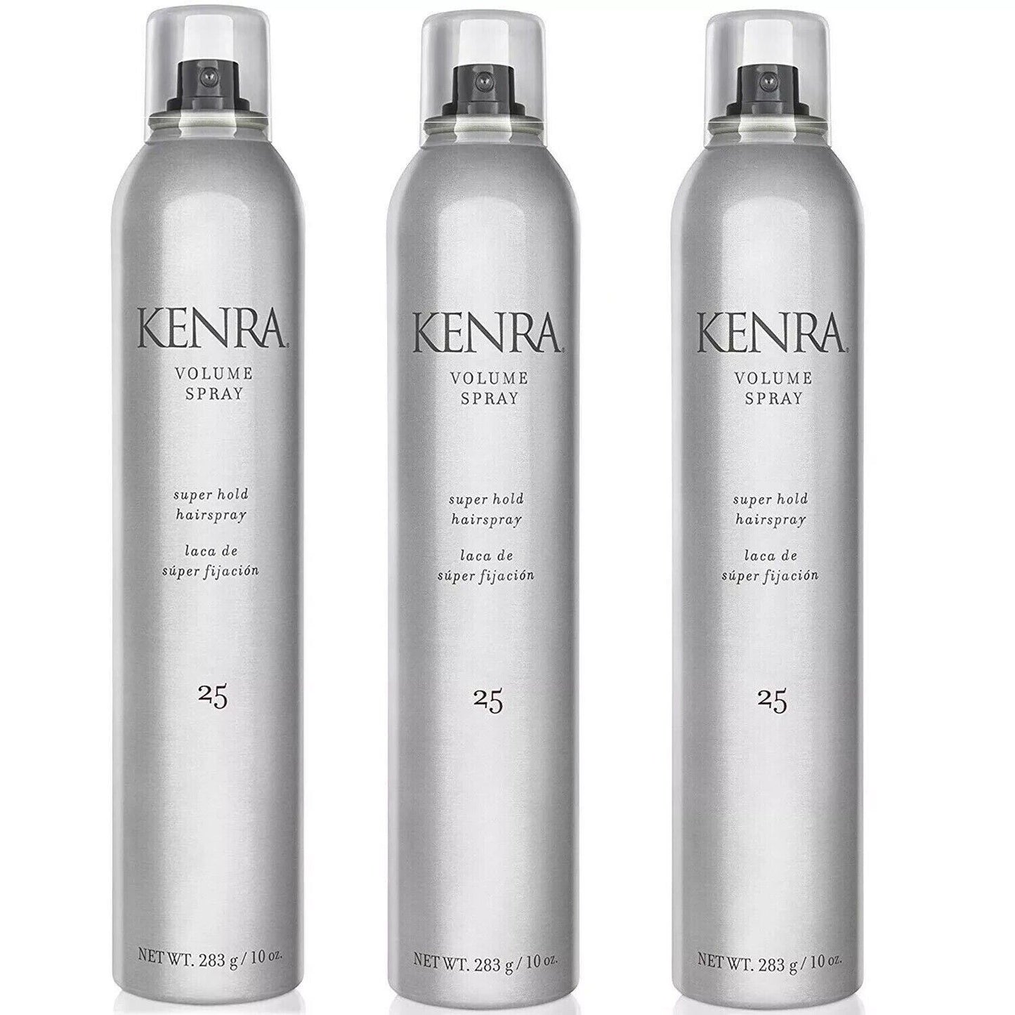 KENRA #25 VOLUME SPRAY 10 Oz  SUPER HOLD FINISHING HAIRSPRAY  Pack of 3 Cans