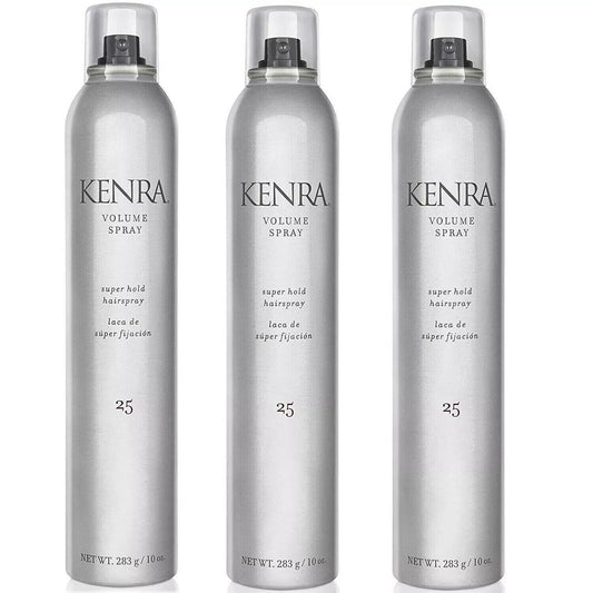 KENRA #25 VOLUME SPRAY 10 Oz  SUPER HOLD FINISHING HAIRSPRAY  Pack of 3 Cans