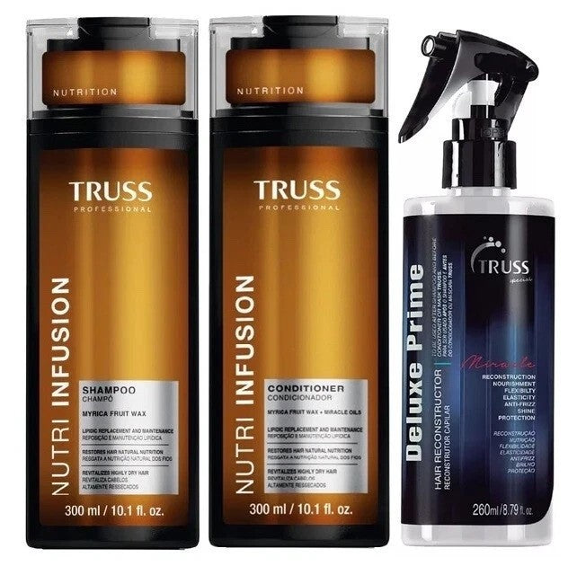 TRUSS Nutri Infusion Shampoo & Conditioner Set Bundle with Deluxe Prime Hair