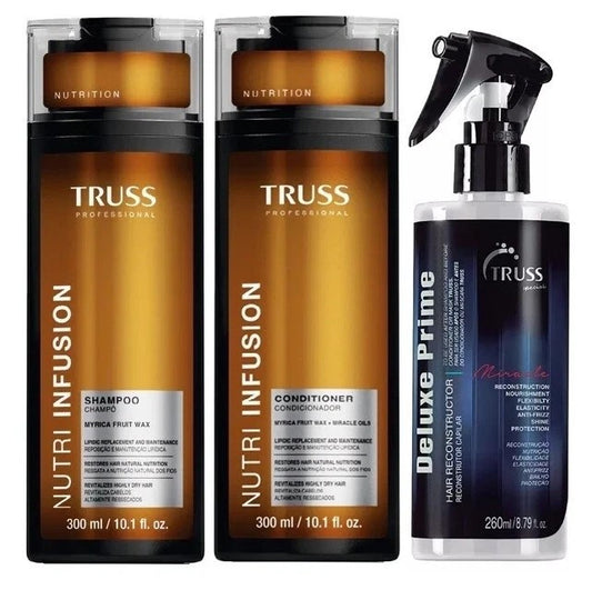 TRUSS Nutri Infusion Shampoo & Conditioner Set Bundle with Deluxe Prime Hair