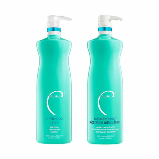 Malibu C Un-do-goo Shampoo and Miracle Repair Liter Duo Set