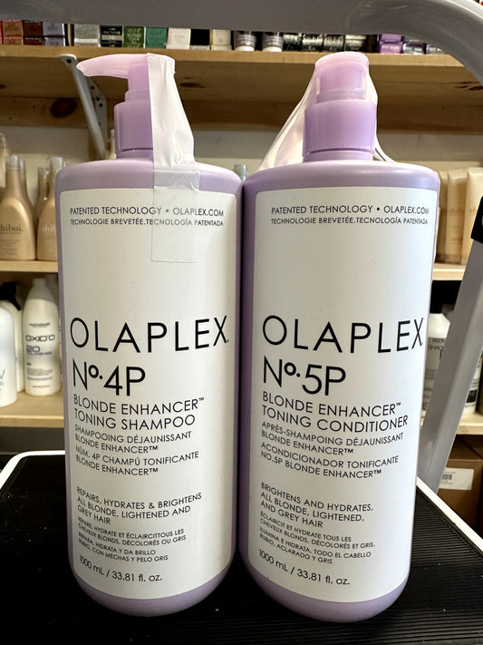 Olaplex No. 4P Blonde Enhancer Toning Shampoo & No.5P Conditioner 33.8 oz Duo