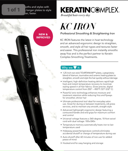 Keratin Complex KCIRON Professional Smoothing Iron 1.25 Inch Brand New ****