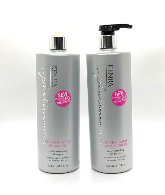 KENRA PLATINUM COLOR CHARGE SHAMPOO & CONDITIONER LITER DUO SET - 31.5oz ea