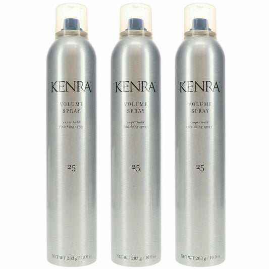KENRA #25 VOLUME SPRAY 10 Oz. Pack of 3 Cans, SUPER HOLD FINISHING HAIR SPRAY