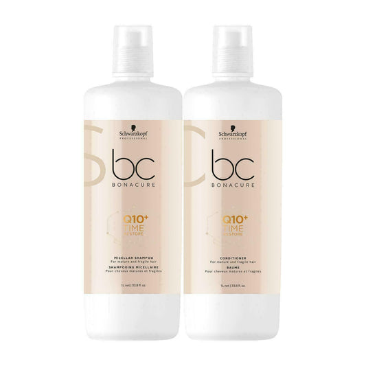 Schwarzkopf Bonacure Q10+ Time Restore Shampoo & Conditioner Liter/33.8 oz Duo