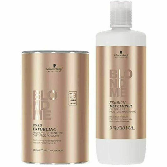 Schwarzkopf BLONDME Premium Lightener 9+ (15.8oz) & Developer 9%/ 30 Volume