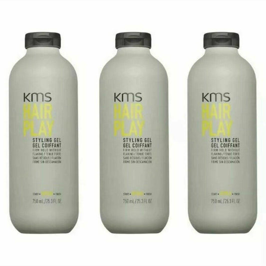 KMS Hair Play Styling Gel 25.3oz/750ml 3 PACK - NEW FRESH SEALED