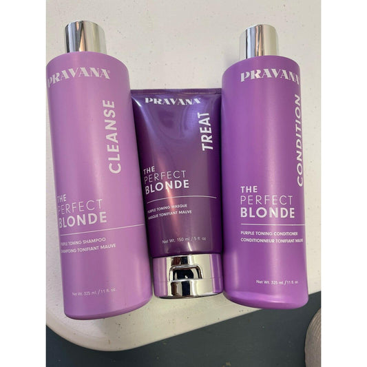 Pravana The Perfect Blonde Purple Toning Shampoo & Conditioner & Mask TRIO